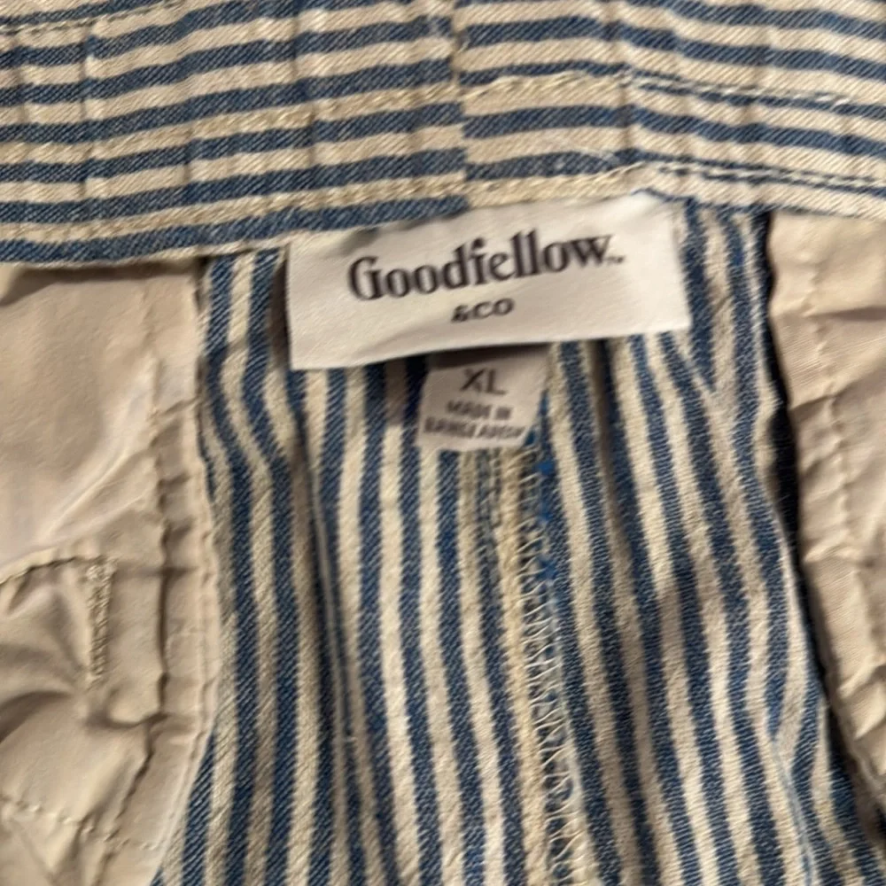 Goodfellow Shorts Blue Striped Linen & Cotton Pockets Front & Back